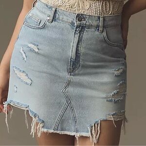 Distressed Frayed Denim Skirt by Pilcro size 2X